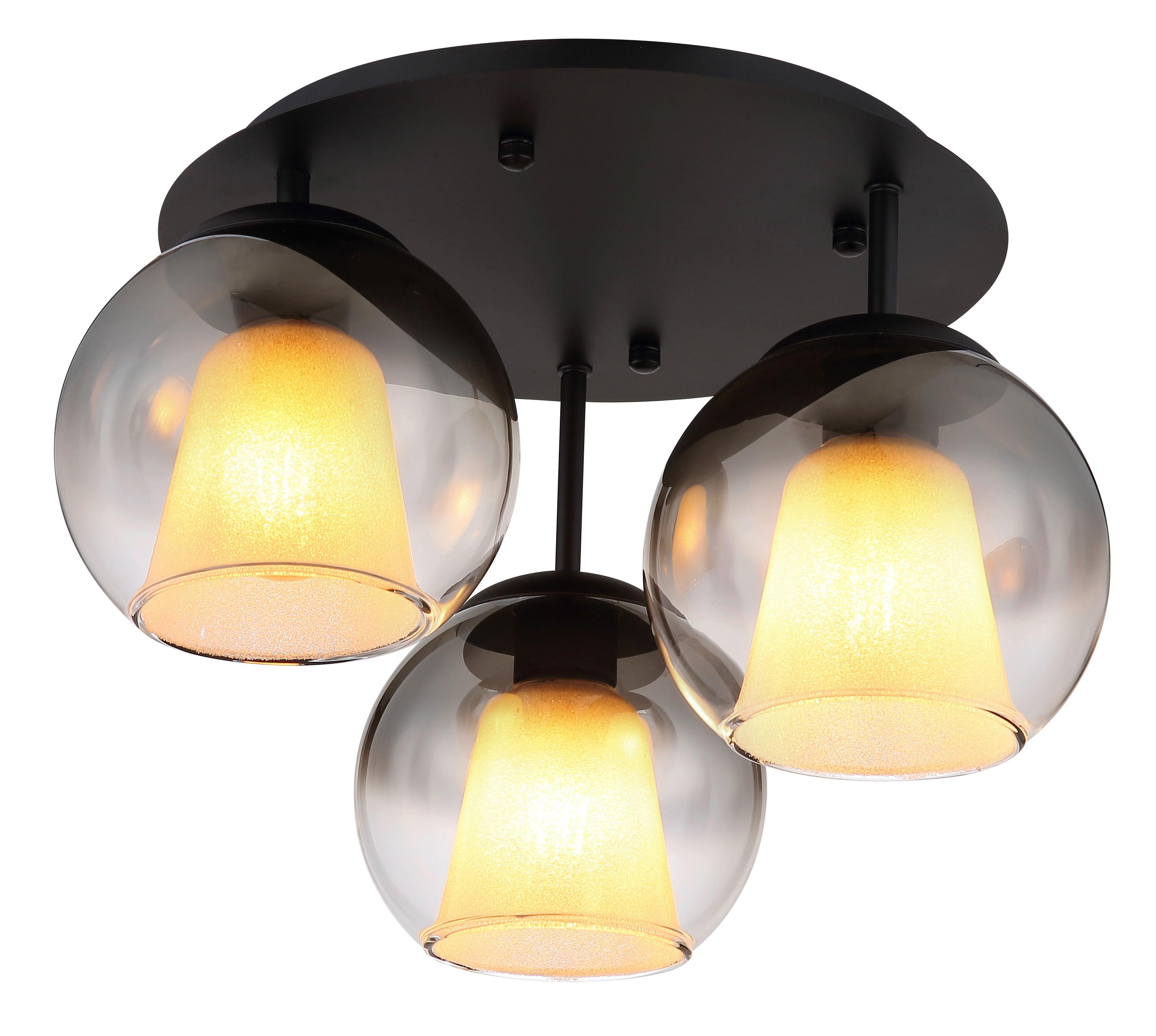 DECKENLEUCHTE 15749-3D BARRY - Klar/Schwarz, Basics, Glas/Metall (41/28,5cm) - Globo