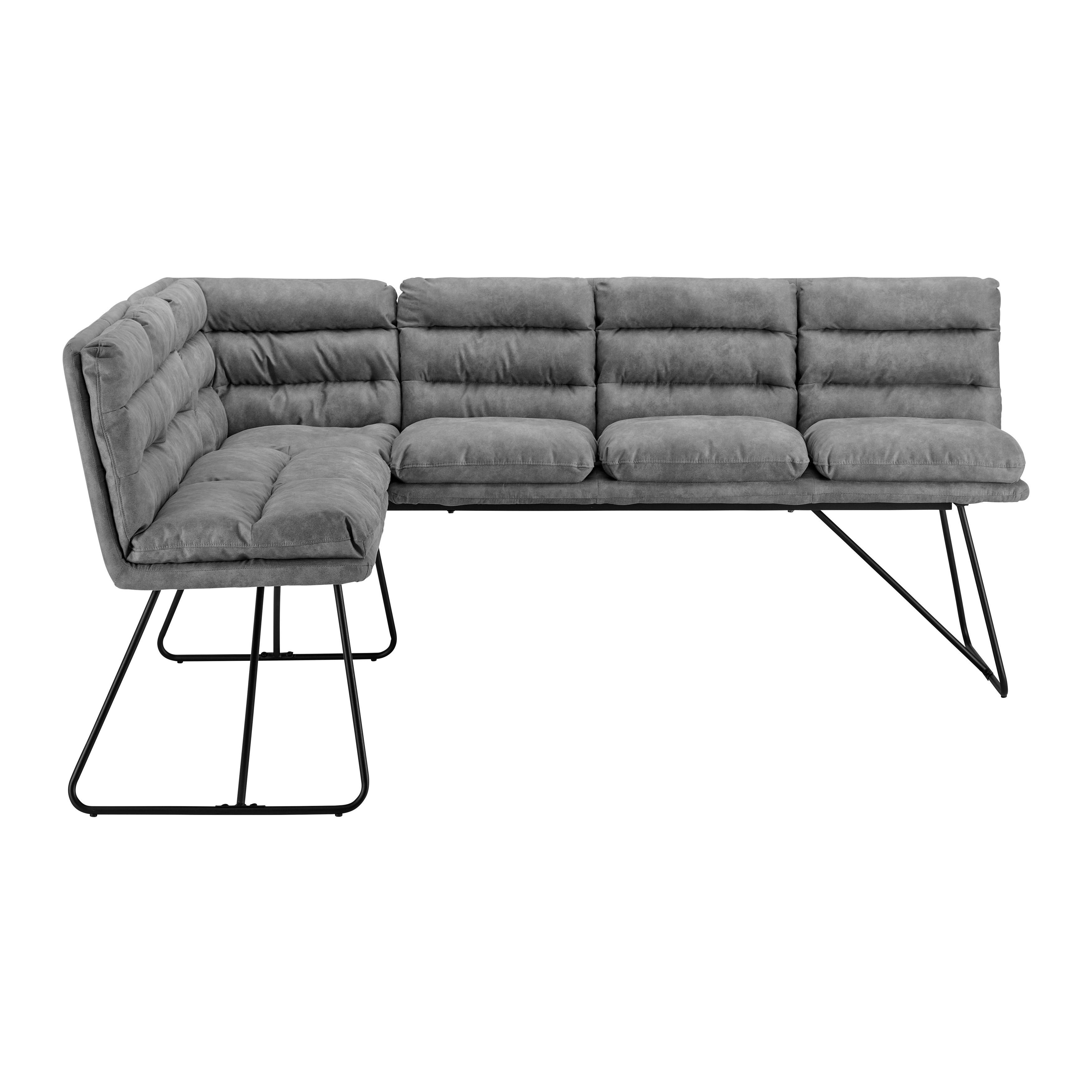 HÖRNBÄNK KONA - grå/svart, Modern, metall/trä (135/89/180cm) - Bessagi Home