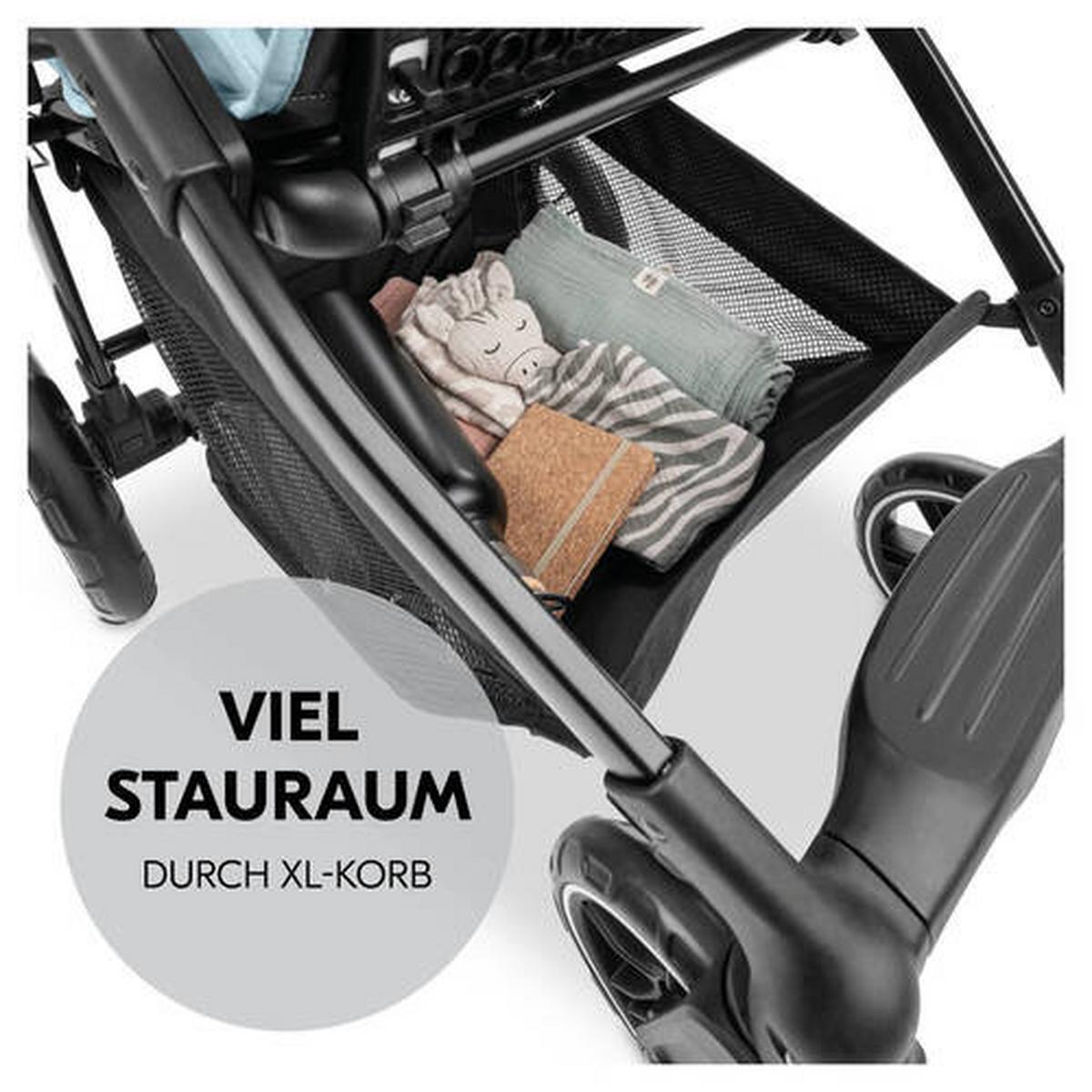 WÓZEK SPACEROWY SHOP N CARE - czarny/pastelowy błękit, Basics, tworzywo sztuczne/metal (40.5/104/51.5cm) - Hauck