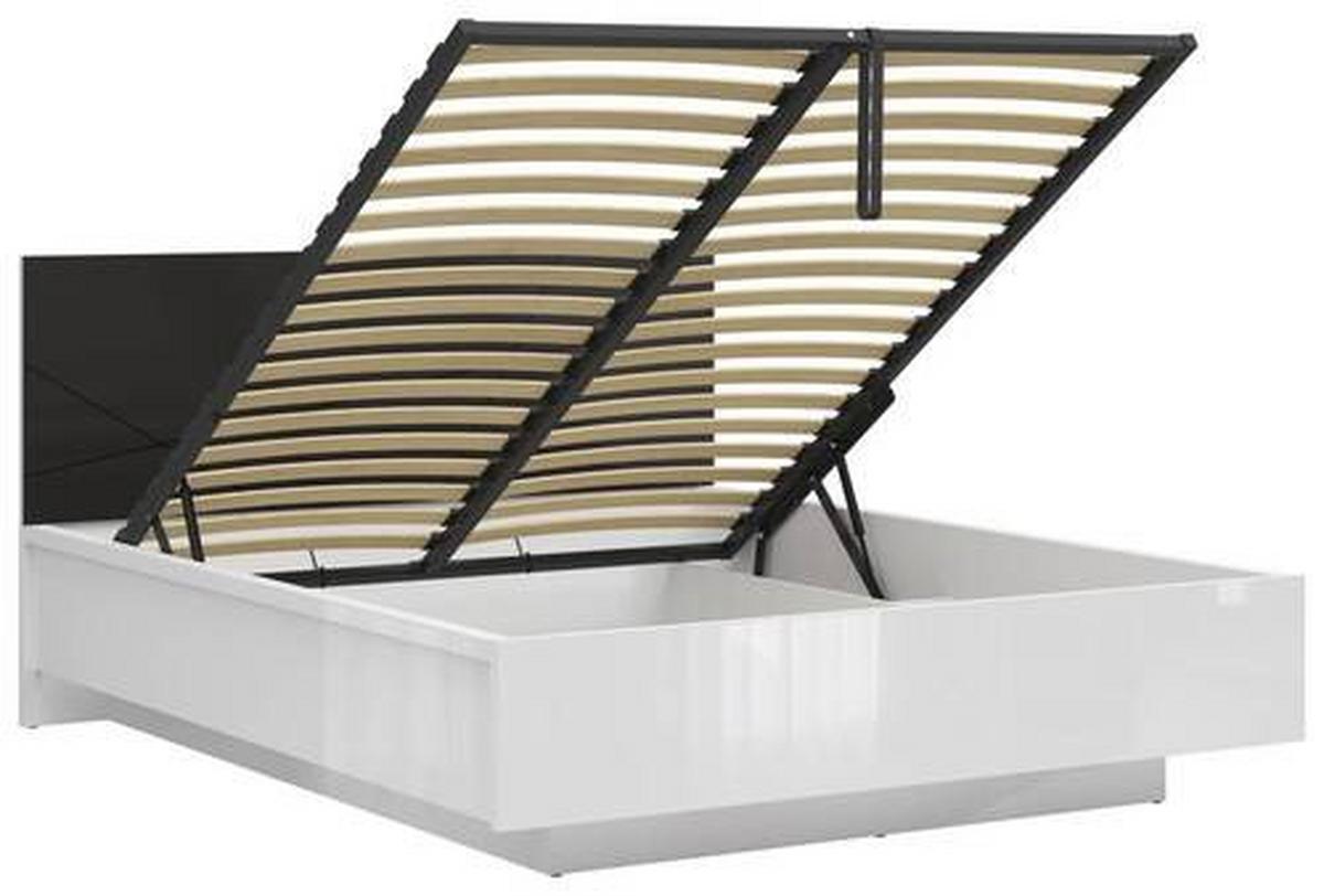 Bett Forn ca. 160x200 cm Schwarz/Weiß - Weiß Hochglanz/Schwarz, MODERN, Holzwerkstoff (160/200cm) - MID.YOU