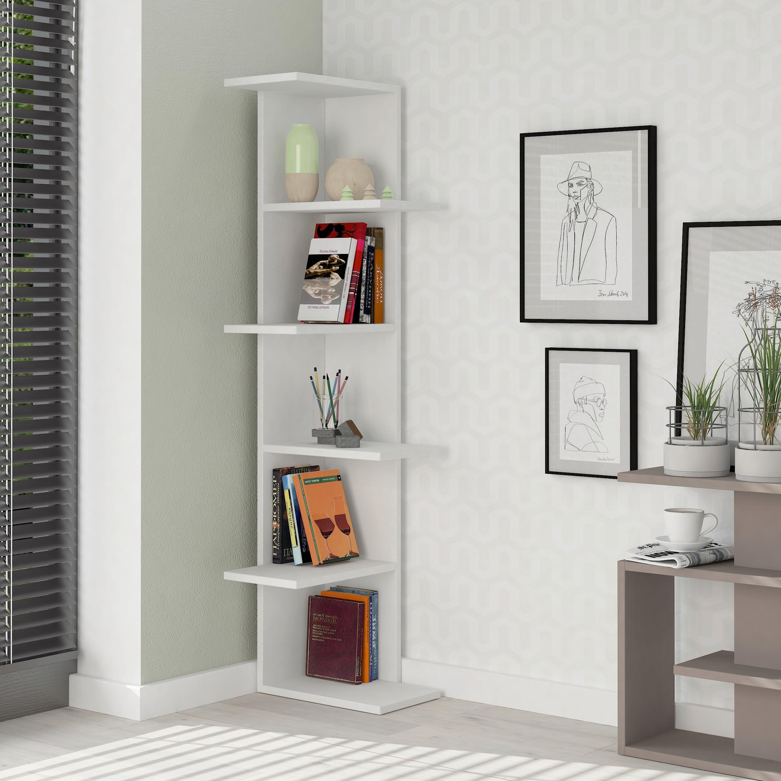 Bücherregal Saso ca.37x141x24 cm Weiß - Weiß, Design, Holzwerkstoff (37/141/24cm) - Livetastic