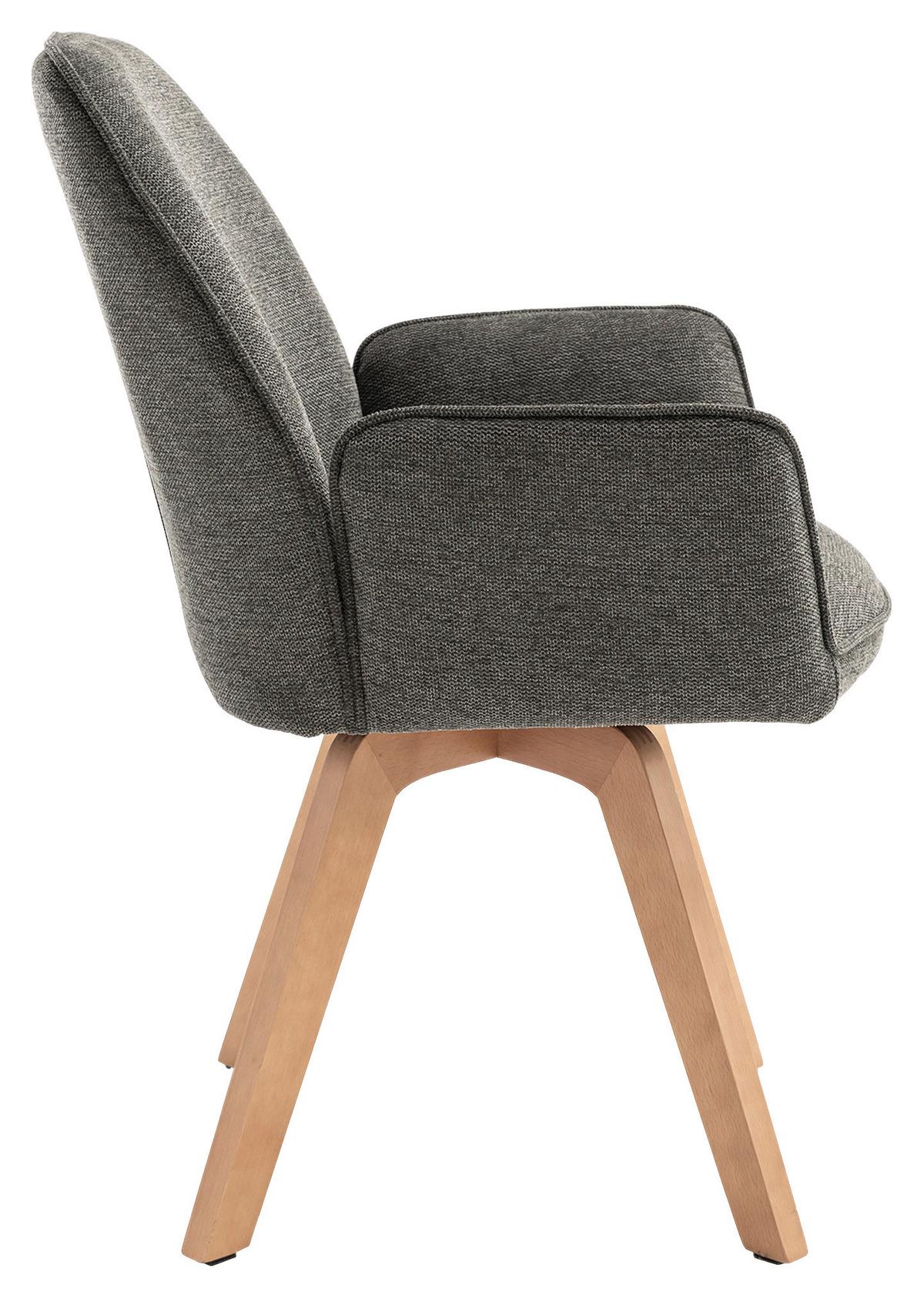 STUHL-SET TONY - Anthrazit/Buchefarben, MODERN, Holz/Textil (57/89/61cm) - MID.YOU
