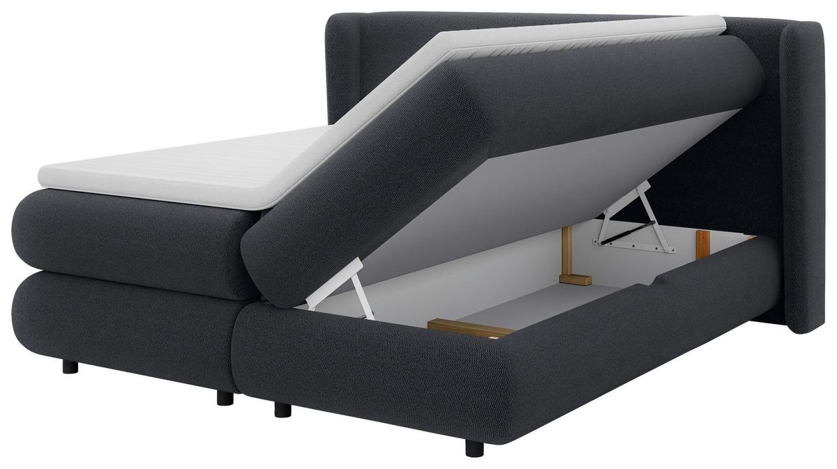 Boxspring Krevet Elodie - crna/antracit, Konvencionalno, tekstil/plastika (160/200cm) - Premium Living
