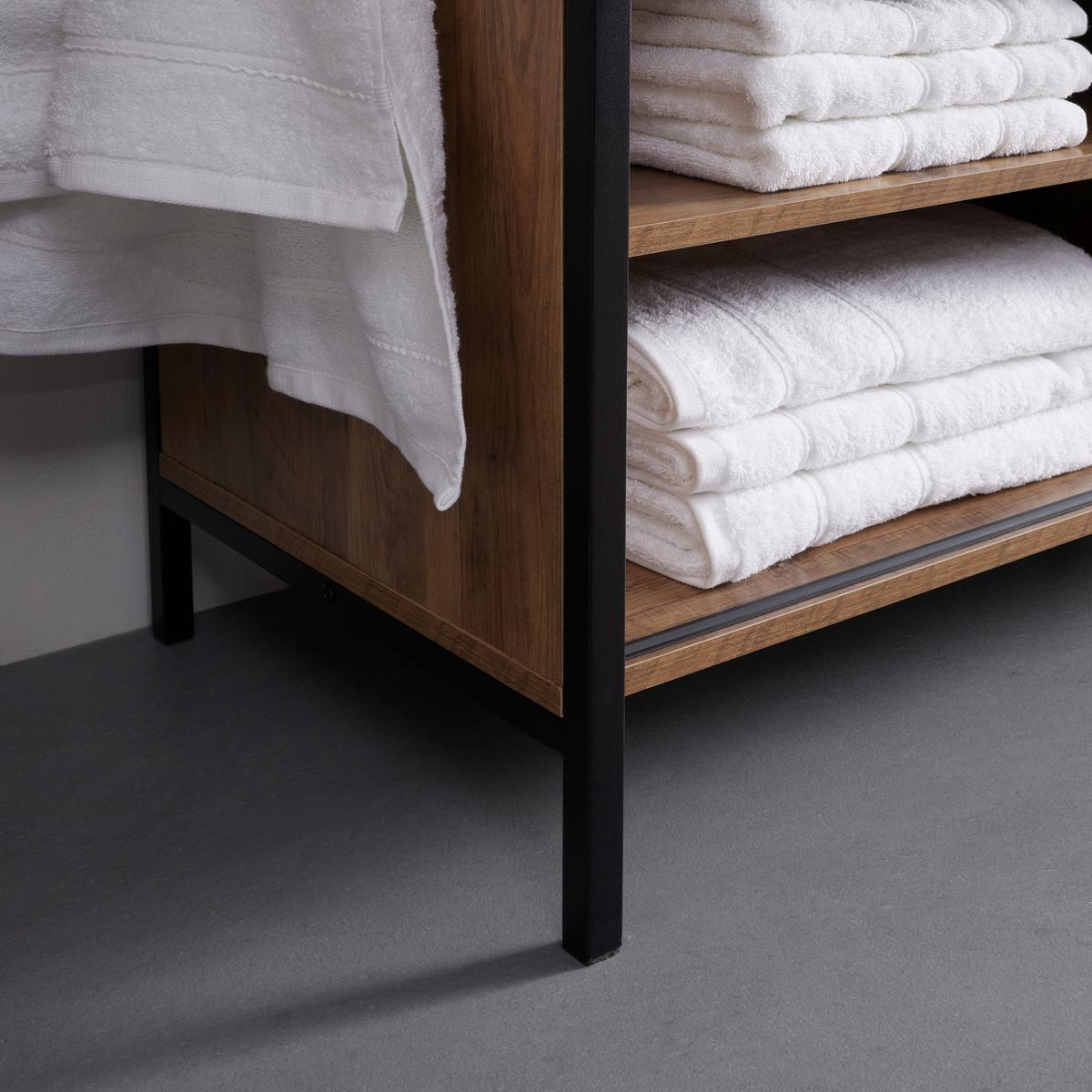 Badezimmer Dell Braun mit 2 Waschbecken - Schwarz/Naturfarben, MODERN, Keramik/Holzwerkstoff (120/85/50cm) - Bessagi Home