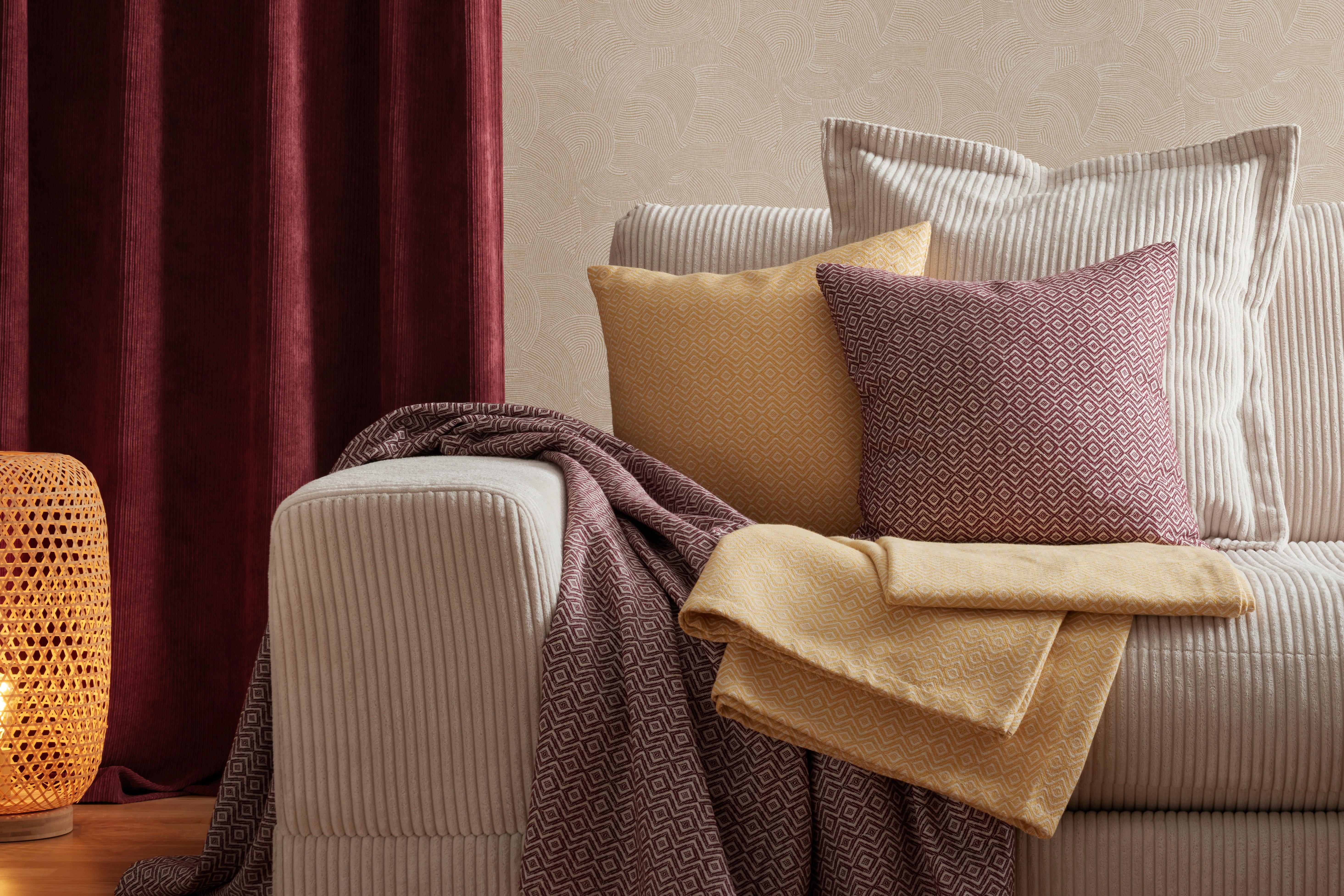 Okrasna Odeja Dobby Raute -Ext- - rumena/bela, tekstil (140/210cm) - Premium Living
