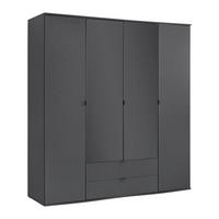 Drehtürenschrank Avila Grau - Grau, KONVENTIONELL, Glas/Holzwerkstoff (181/194/53cm) - Mömax