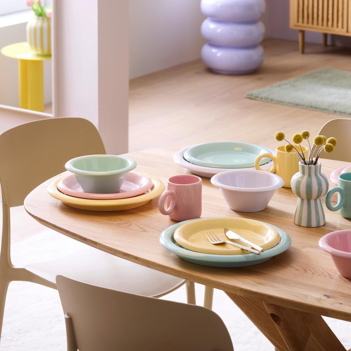 Kombiservice Candy Pastelfarben, 16-teilig - Gelb/Rot, LIFESTYLE, Keramik - Mömax