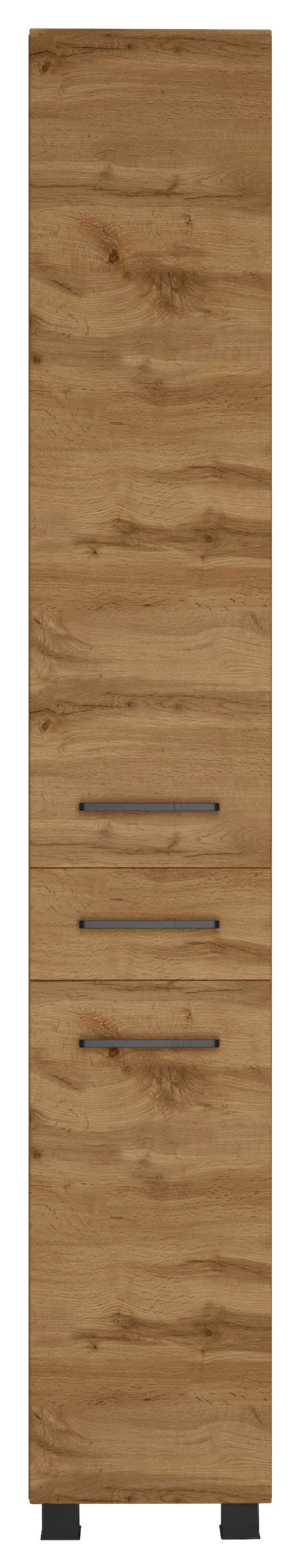 Hochschrank "Manchester" B: 30 cm Eiche Wotan Dekor - Eichefarben/Schwarz, MODERN, Holzwerkstoff/Metall (30/180/35cm) - Held