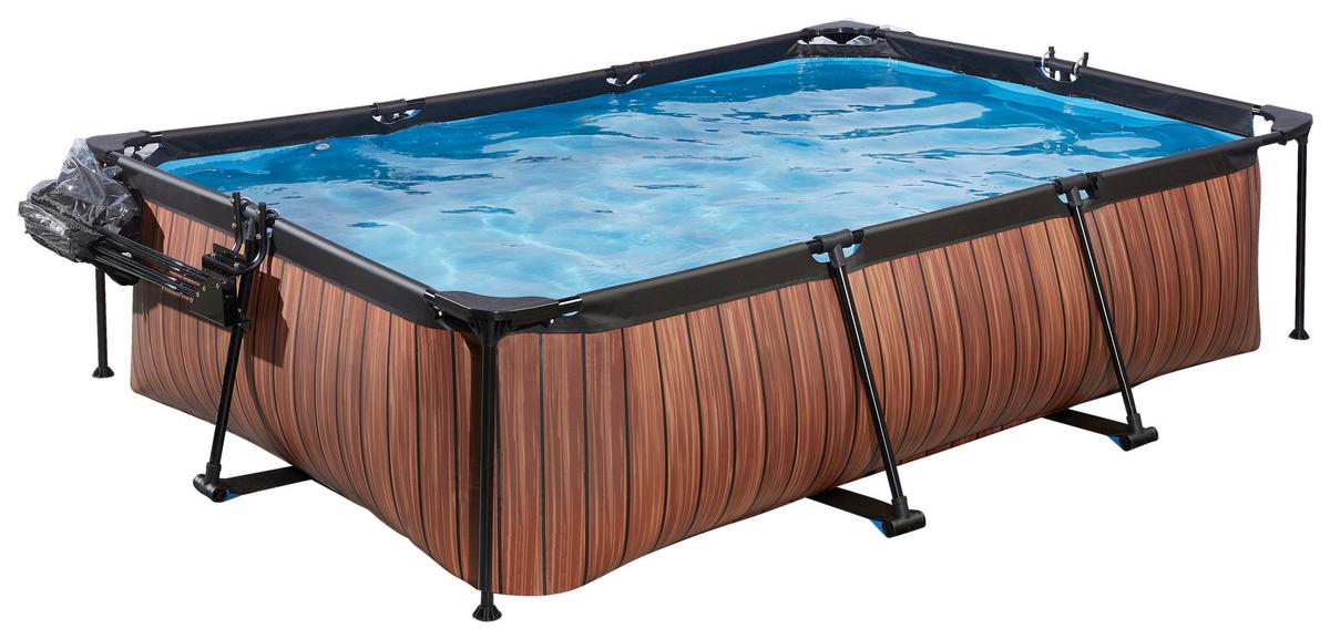 Bazen Exit Wood Pool, 220x150cm - rjava, Konvencionalno, kovina (220/150/65cm) - EXIT Toys