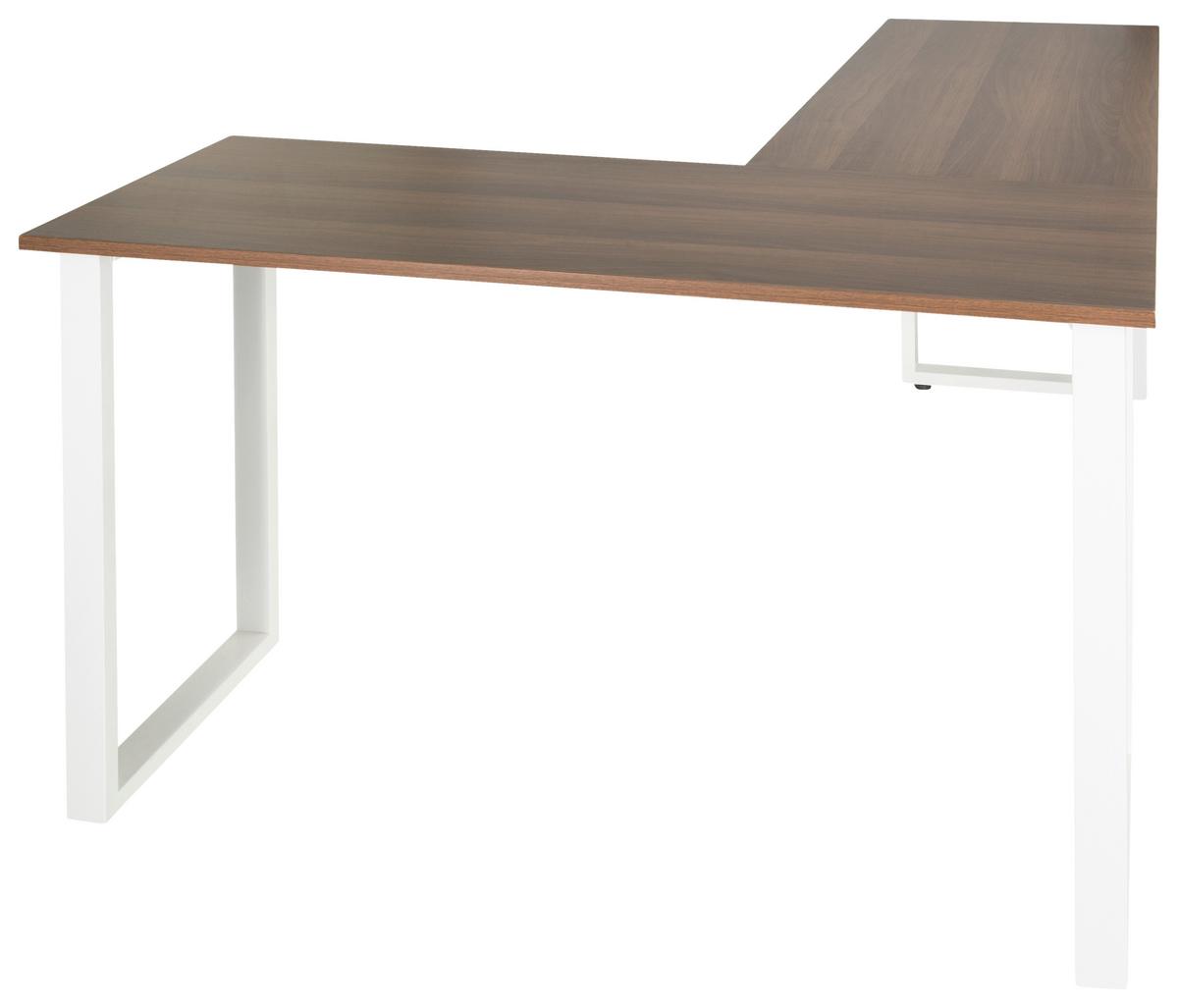 Kotna Pisalna Miza Workspace Basic I, Barva Oreha, Bela - barva oreha/bela, Basics, kovina/leseni material (165/120/75cm) - MID.YOU