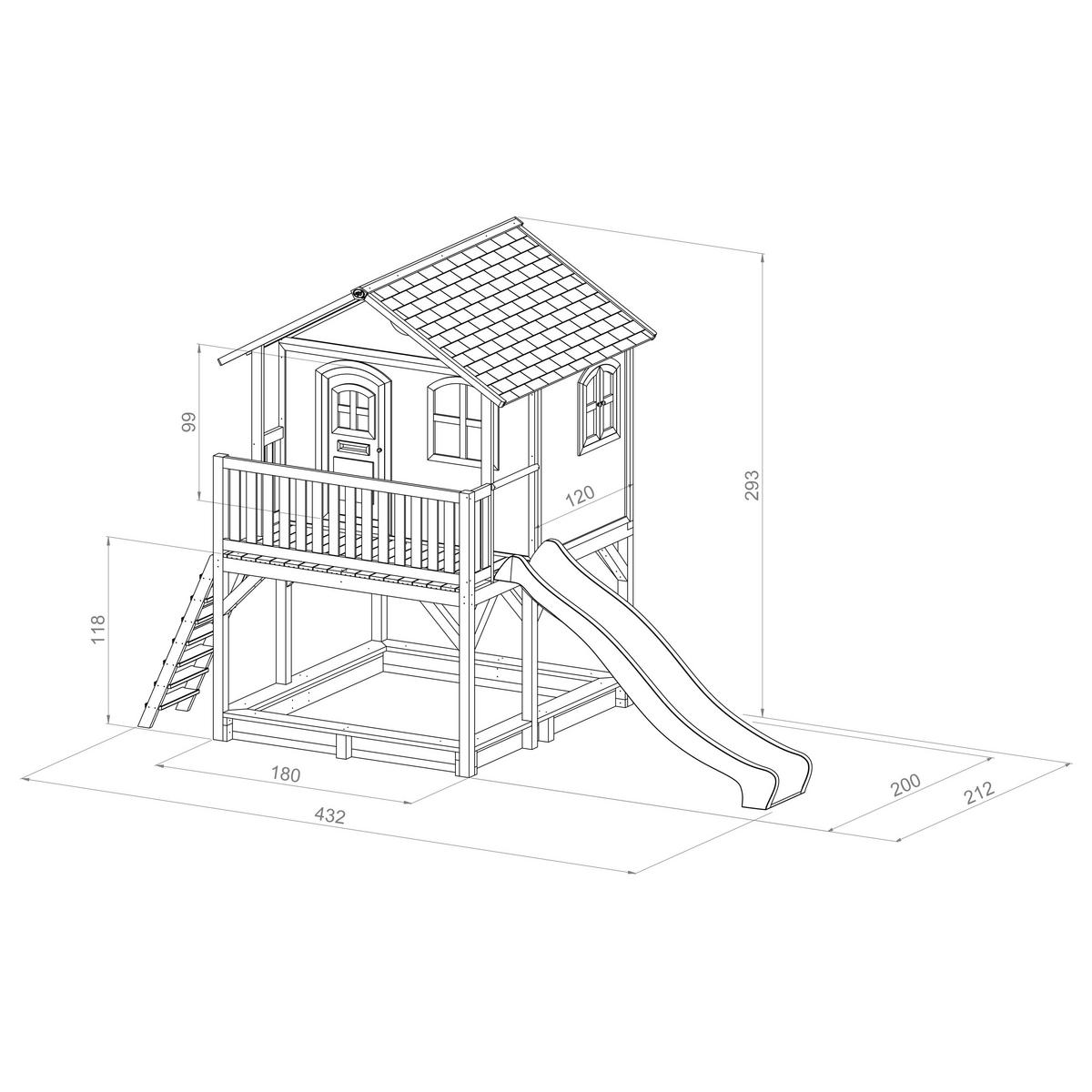 Spielhaus Marc aus Zedernholz - Braun/Weiß, Basics, Holz/Kunststoff (432/293/212cm) - Ambia Garden