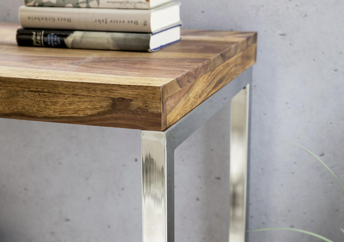 Konsolentisch "Guna" ca. 120x46 cm, aus Sheesham - Chromfarben/Sheeshamfarben, MODERN, Holz/Metall (120/46/76cm) - MID.YOU