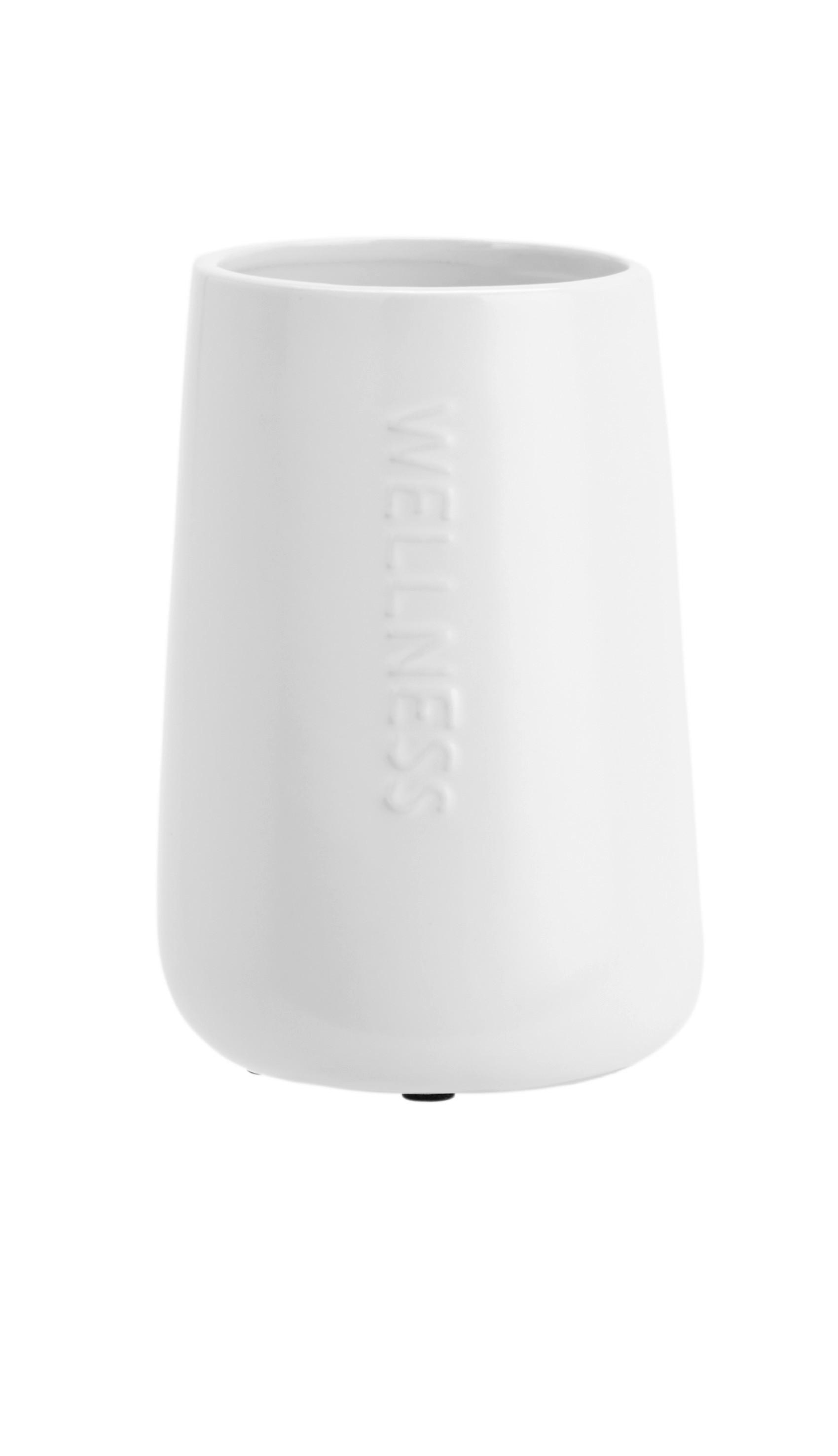 Zahnputzbecher Edna in Weiss - Weiss, Modern, Keramik (8,5cm)