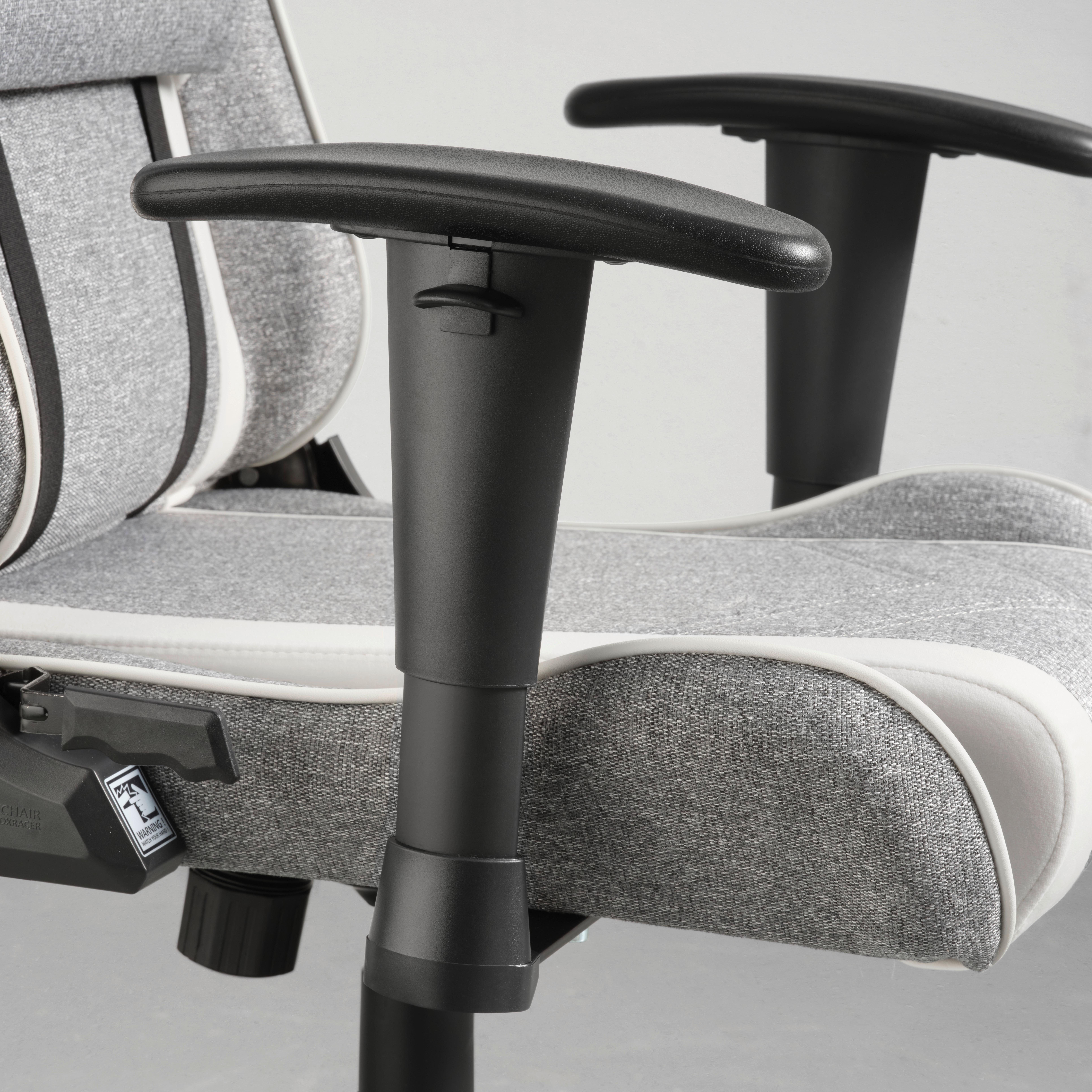 GAMINGSTOL PRINCE -EXKLUSIV- - vit/grå, Modern, textil/plast (70/126/70cm) - Dxracer