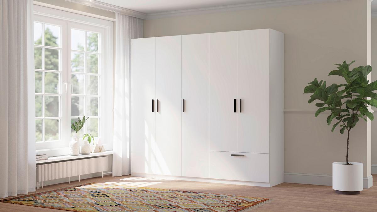 Drehtürenschrank Milos 5T1S Weiß - mömax