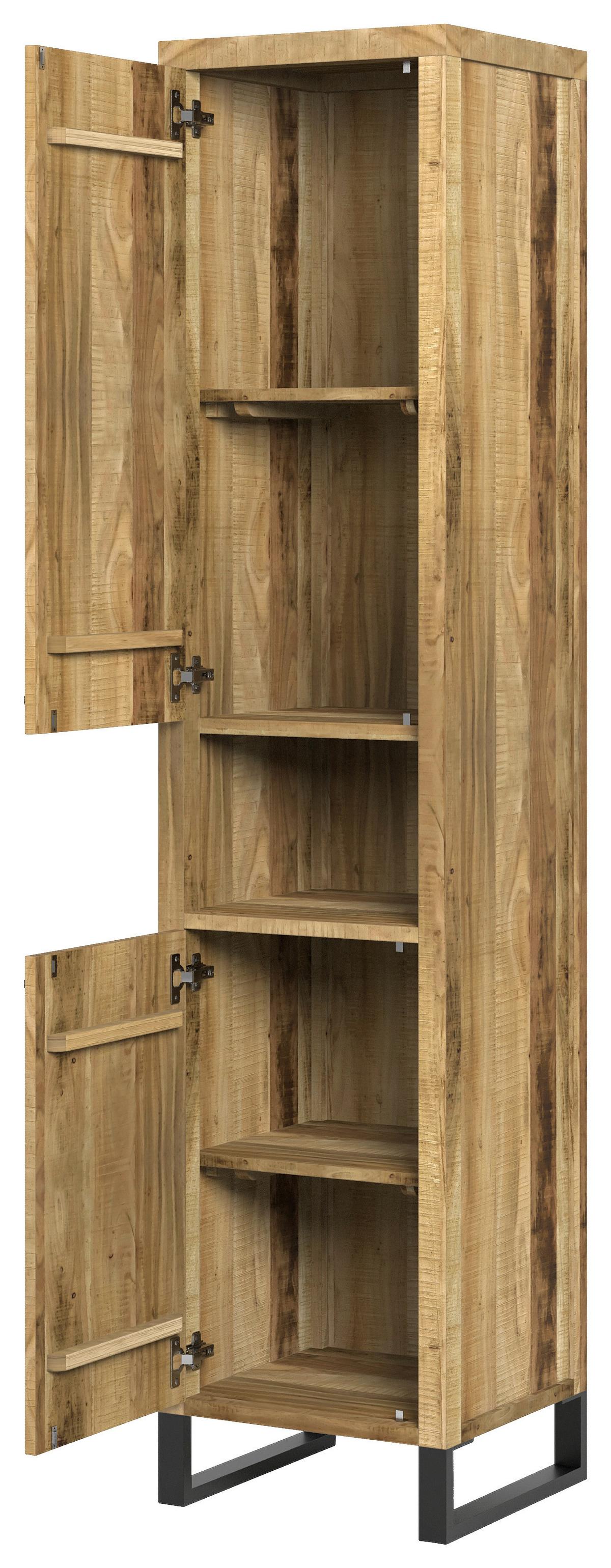 SZAFKA WYSOKA BENGALU - kolor akacjowy/czarny, Natur, metal/drewno (43/192/40cm) - Livetastic