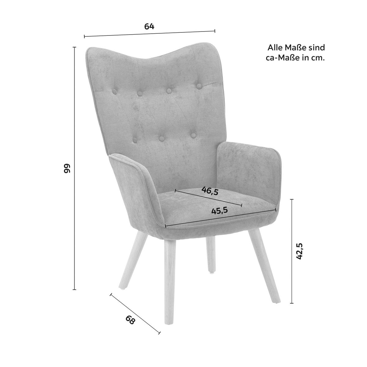 Sessel Natalie Dunkelgrau Webstoff - Naturfarben/Grau, MODERN, Holz/Textil (64/99/68cm) - Bessagi Home
