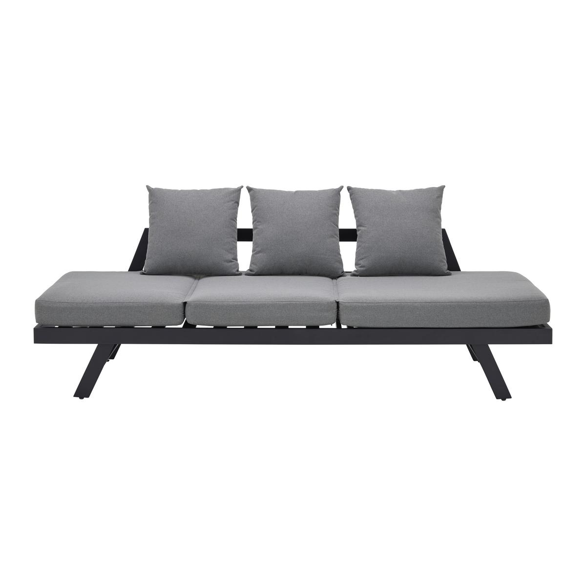 Relaxliege Ilva Blue Dunkelgrau Outdoorstoff/Metall - Dunkelgrau/Schwarz, MODERN, Textil/Metall (210/73/61cm) - Bessagi Garden