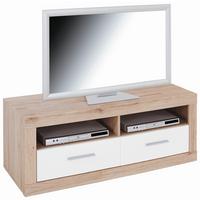 Element TV Malta - alb/culoare lemn stejar, Modern, lemn (128/50/42cm) - Modern Living