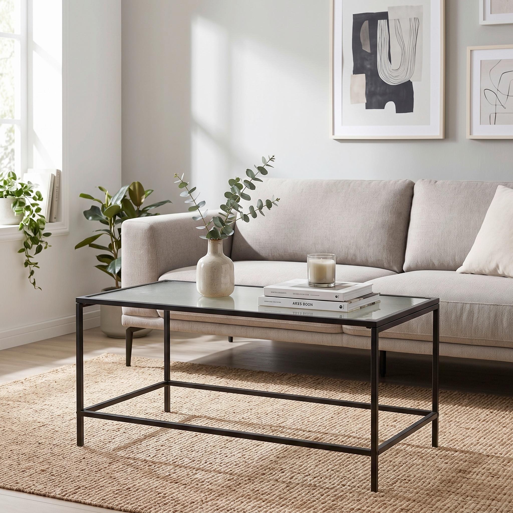 SOFFBORD LEON - svart/transparent, Modern, metall/glas (80/40/40cm) - Mömax