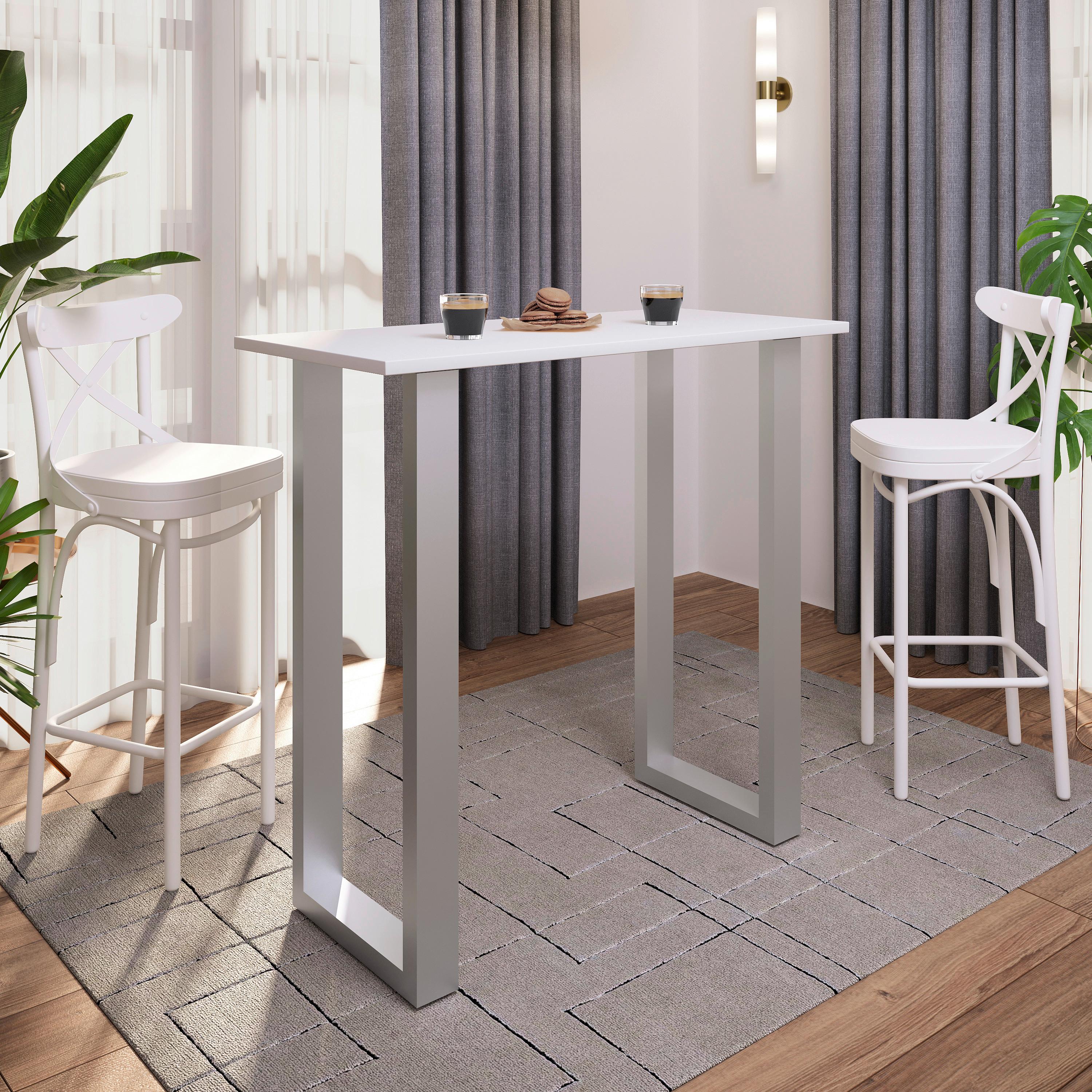 BARTISCH XONA B 110X50 - Weiss/Silberfarben, Konventionell, Holzwerkstoff/Metall (110/102/50cm)