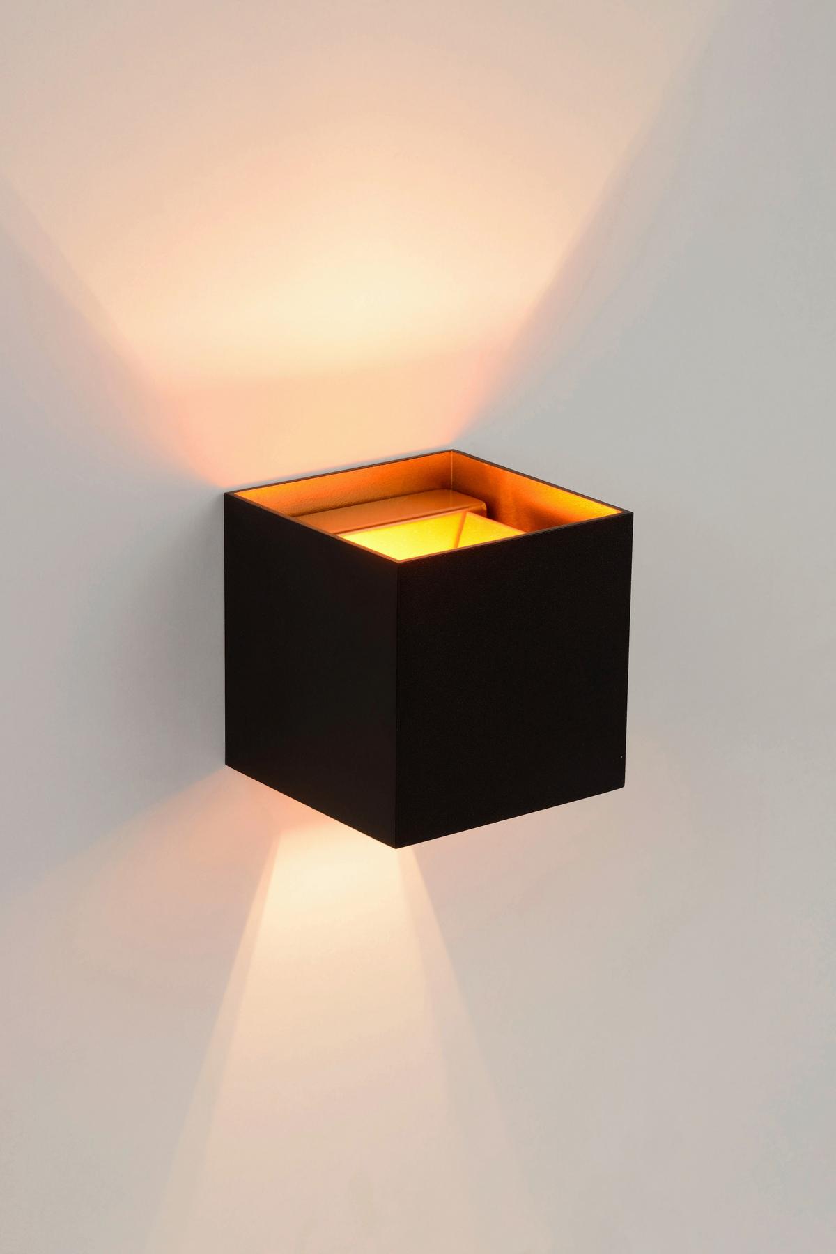 Led-wandleuchte 09217/04/30 Xio - Messingfarben/Schwarz, Design, Metall (9.7/9.7/9.7cm) - Lucide