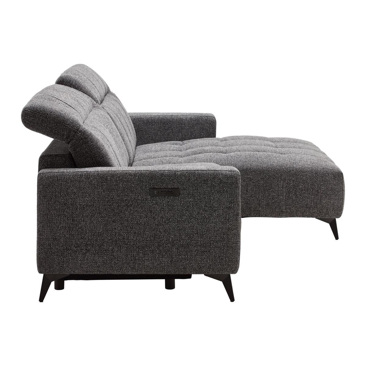 Wohnlandschaft Milano Graphitfarben - Graphitfarben/Schwarz, Modern, Holz/Textil (254/82-105/177cm) - Based