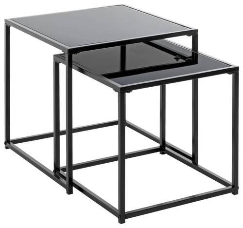 ZESTAW STOLIKÓW BOCZNYCH YORK - czarny, Design, metal/szkło (35-40/35-40/35-40cm)