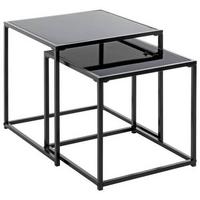 ZESTAW STOLIKÓW BOCZNYCH YORK - czarny, Design, metal/szkło (35-40/35-40/35-40cm)