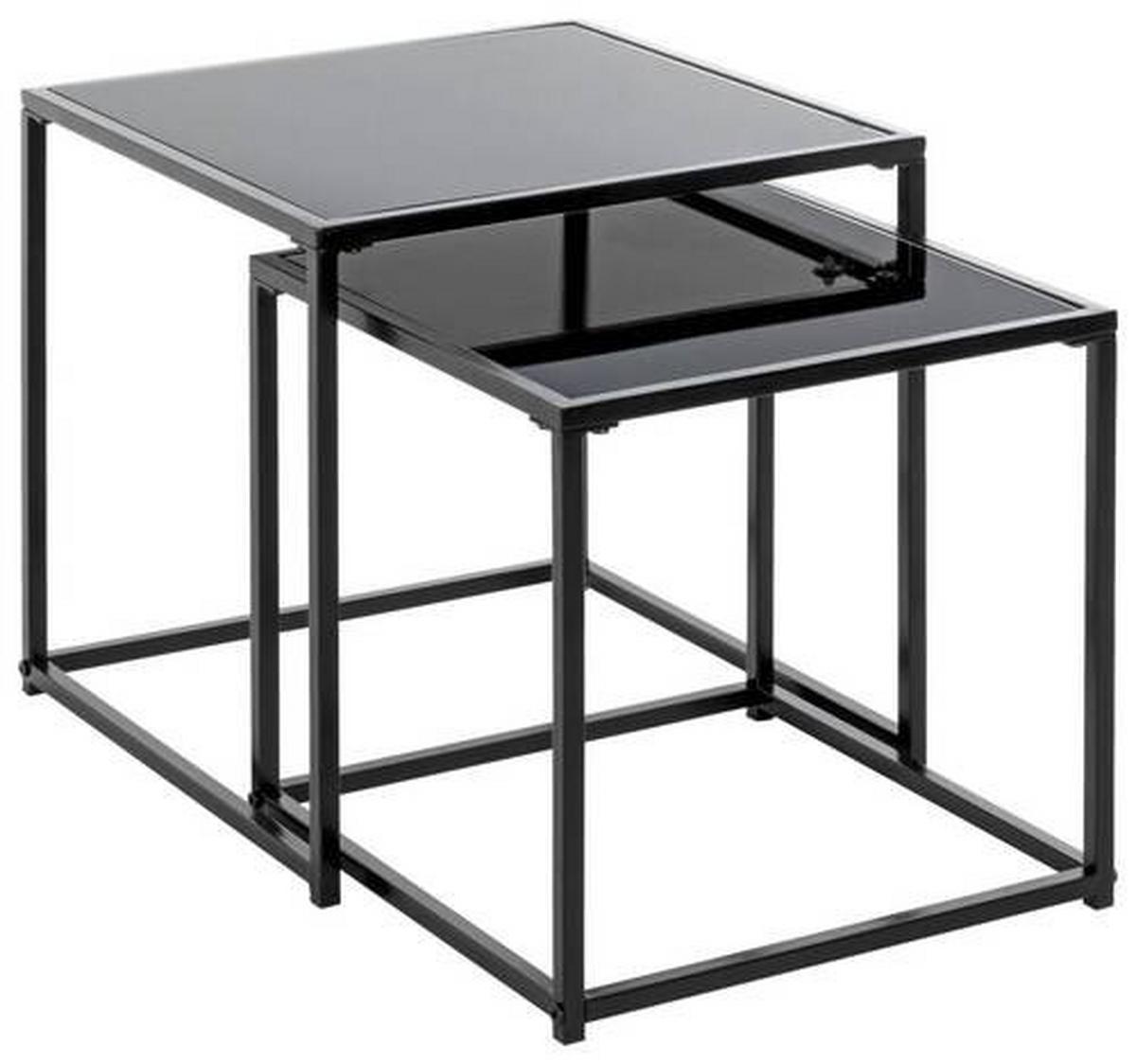ZESTAW STOLIKÓW BOCZNYCH YORK - czarny, Design, metal/szkło (35-40/35-40/35-40cm)