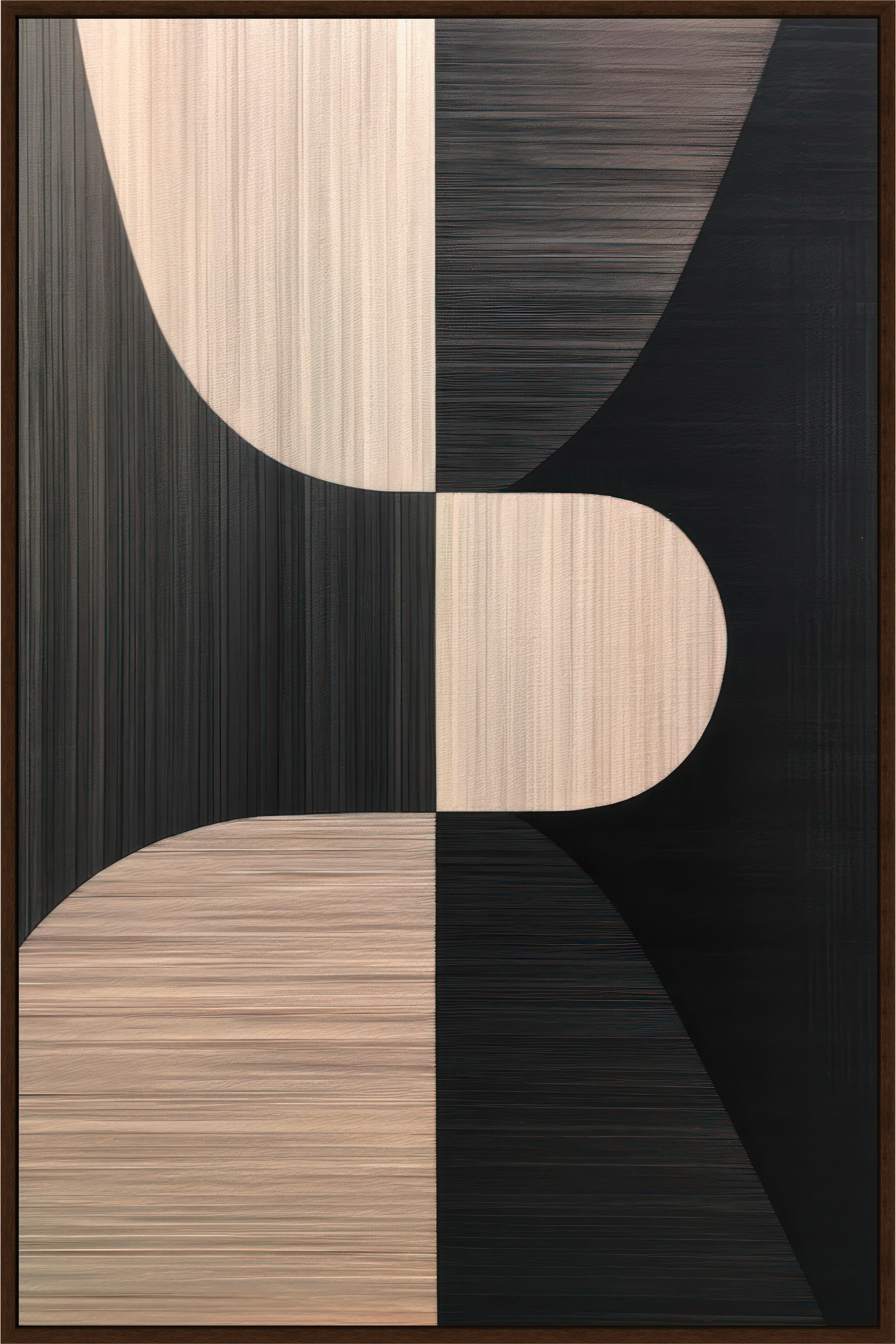 Keilrahmenbild Lotta in Schwarz/Beige ca. 60x90cm - Beige/Schwarz, MODERN, Holzwerkstoff/Kunststoff (60/90cm) - Premium Living
