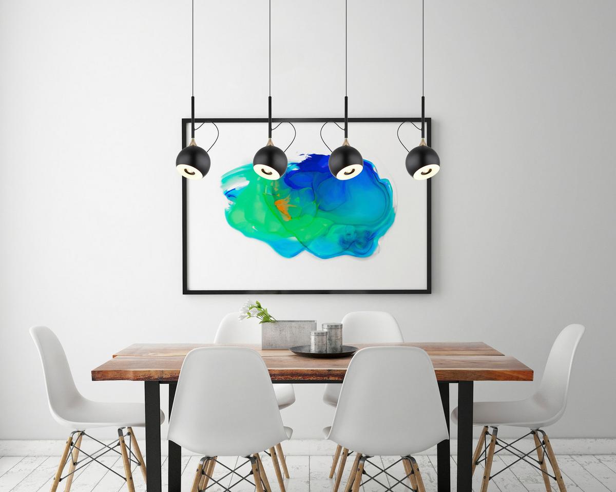 Led-hängeleuchte 15771-4 Donovan - Weiss/Goldfarben, Design, Kunststoff/Metall (93/12/150cm) - Globo