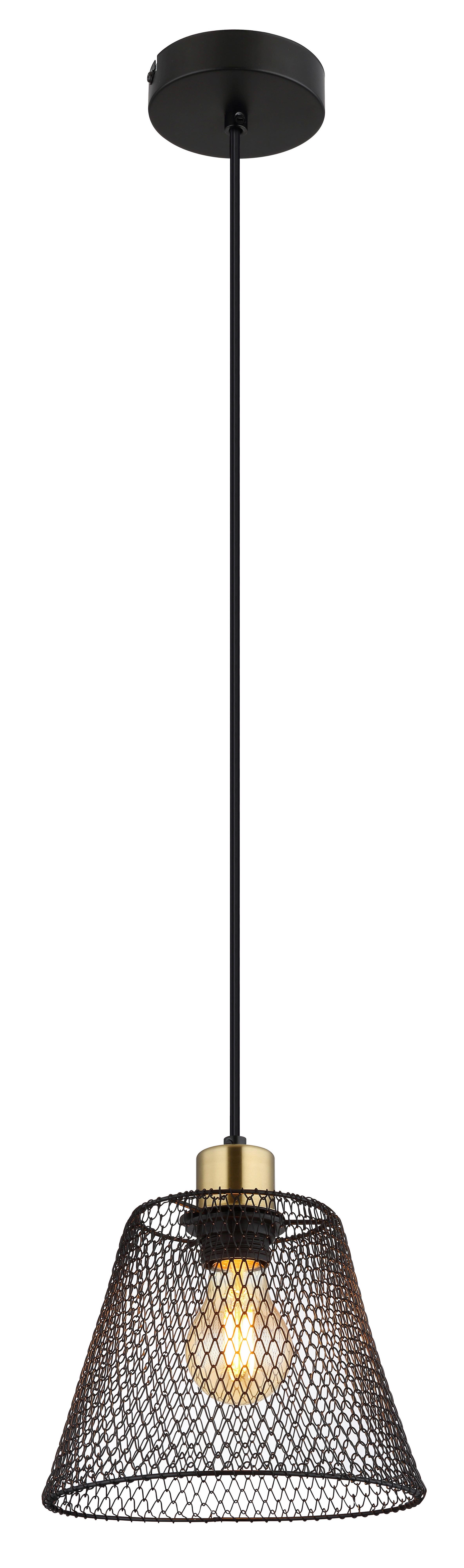 Hängeleuchte Baku Schwarz/Gold max. 40 Watt - Goldfarben/Schwarz, Design, Kunststoff/Metall (20/120cm) - Globo