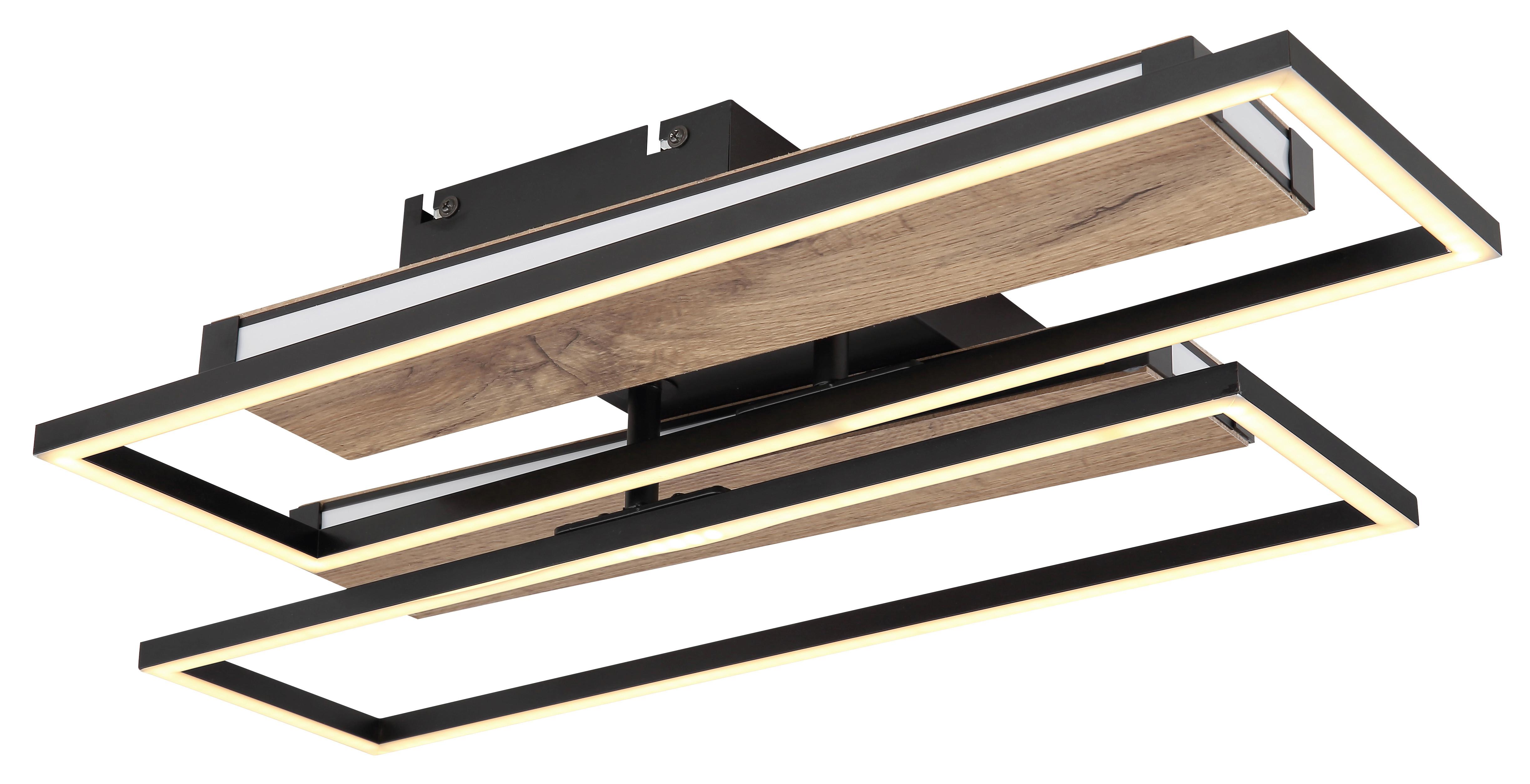LED-Deckenleuchte Colli Opal/Schwarz/Braun max. 48Watt - Dunkelbraun/Opal, Design, Holzwerkstoff/Kunststoff (60/52/10cm) - Globo