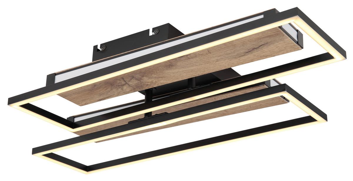 LED-DECKENLEUCHTE 67299D1 - Dunkelbraun/Opal, Design, Holzwerkstoff/Kunststoff (60/52/10cm) - Globo