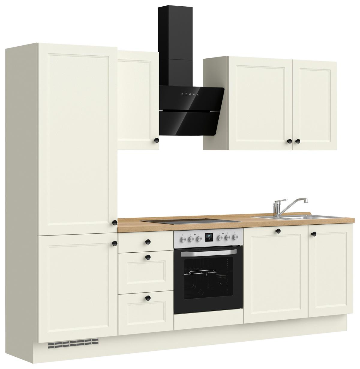 Küchenblock Cascada High m. Geräten Weiß - Eichefarben/Schwarz, MODERN, Holzwerkstoff/Metall (270cm) - Nobilia