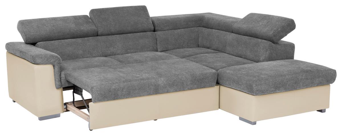 Wohnlandschaft Milla Anthrazit/Braun ca. 252x217 cm - Anthrazit/Braun, Basics, Holz/Textil (252/217cm) - MID.YOU