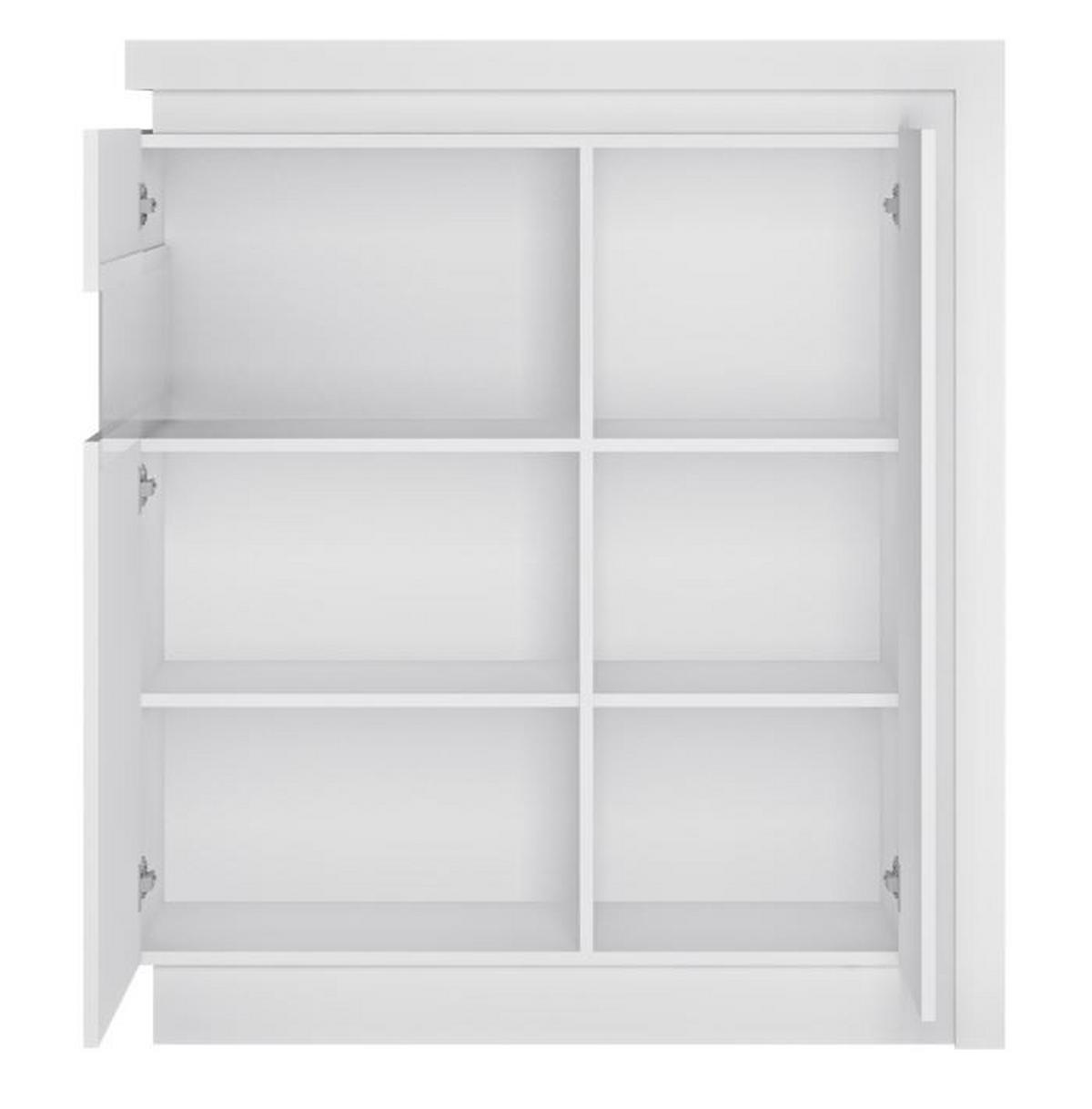 Comodă Înaltă Lyon - alb/alb lucios intens, Trend, sticlă/material pe bază de lemn (107,5/123,6/42cm) - Modern Living