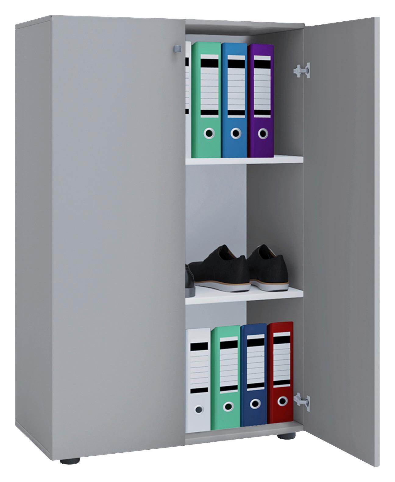 Pisarniška Omara Lona, Siva - siva, Basics, leseni material (70/110/39cm) - MID.YOU