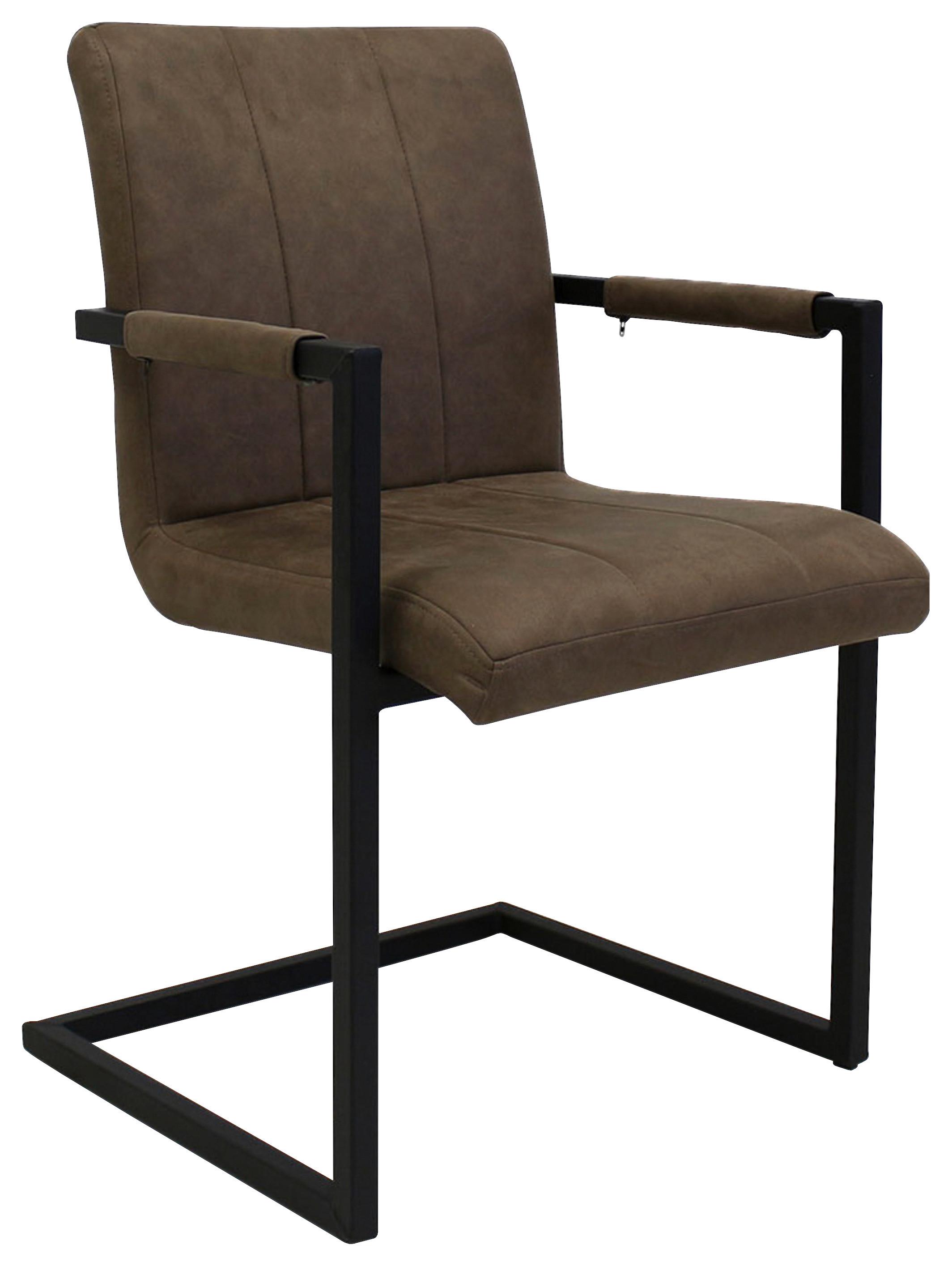 Armlehnstuhl-Set Brandon 2er- Set ca. 54x85 cm Taupe - Taupe/Schwarz, KONVENTIONELL, Textil/Metall (54/85/61cm) - MID.YOU