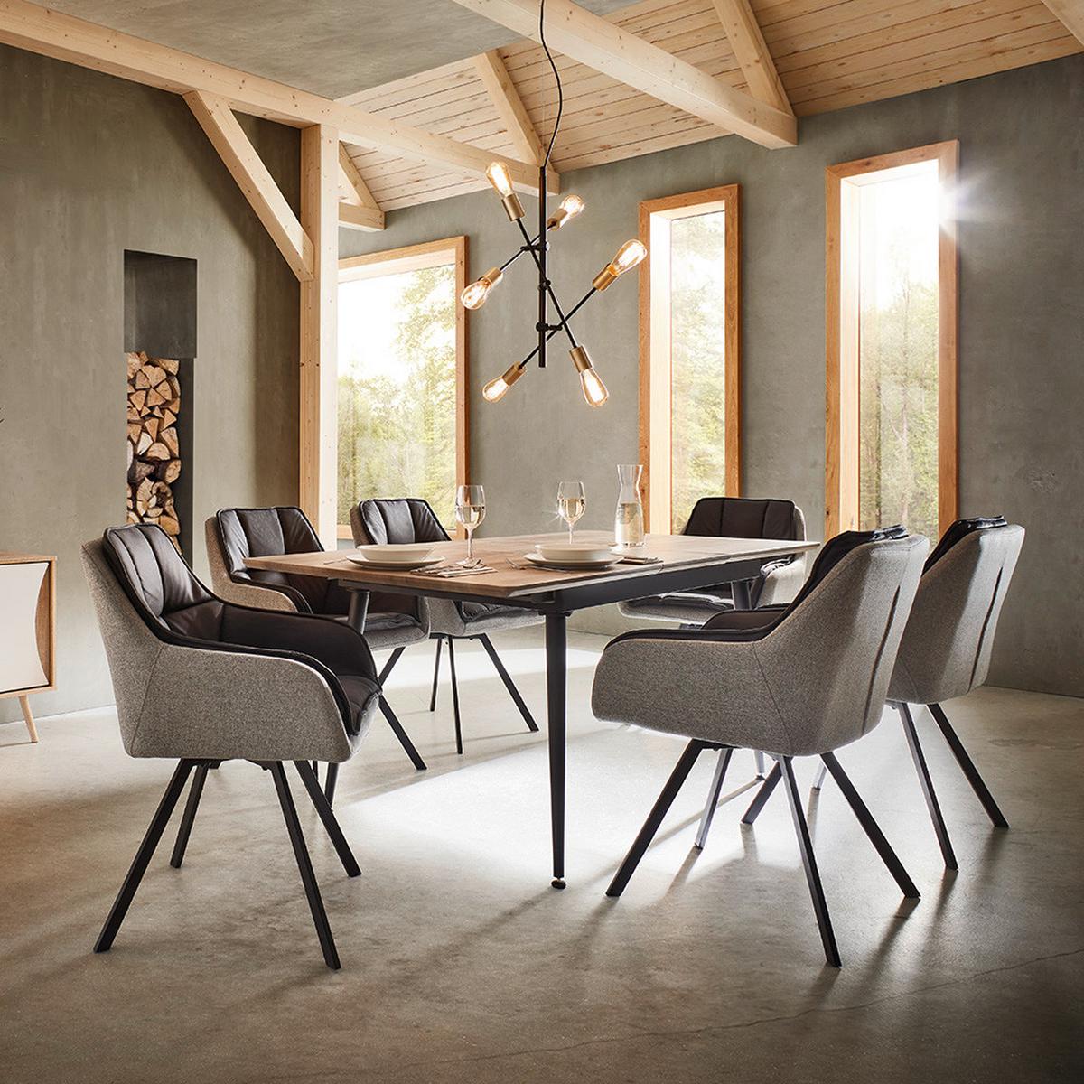 Armlehnstuhl Billy Grau Webstoff Drehbar Gepolstert - Dunkelgrau/Schwarz, MODERN, Holz/Textil (62/85/62cm) - Bessagi Home