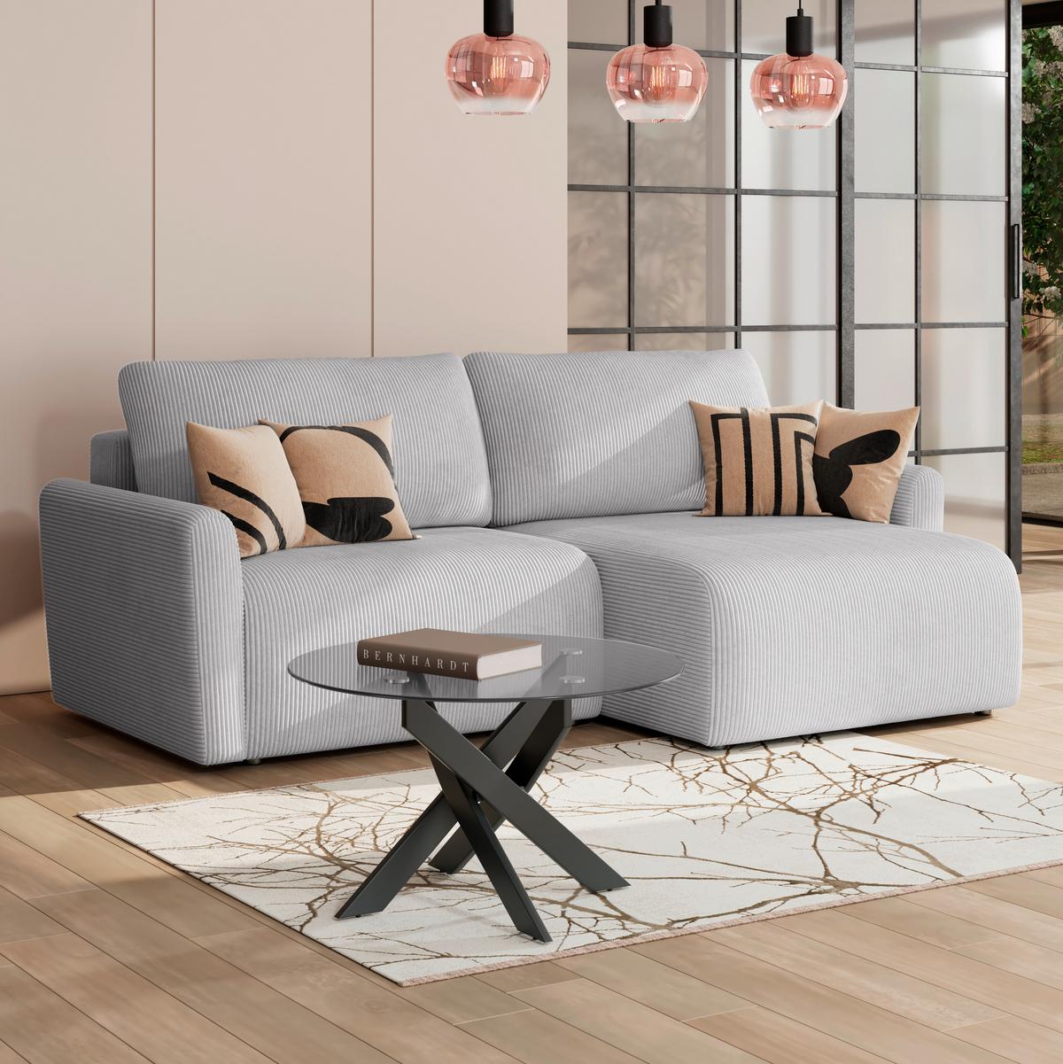 Kutna Garnitura Josh - svijetlo siva, Trend, tekstil (229/146cm) - Best Price