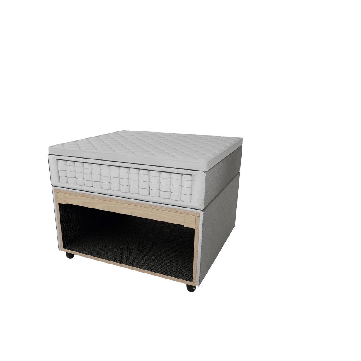 Boxbett Florinda ca. 180x200 cm Grau mit Topper - Schwarz/Grau, Modern, Holz/Kunststoff (180/200cm) - Bessagi Home