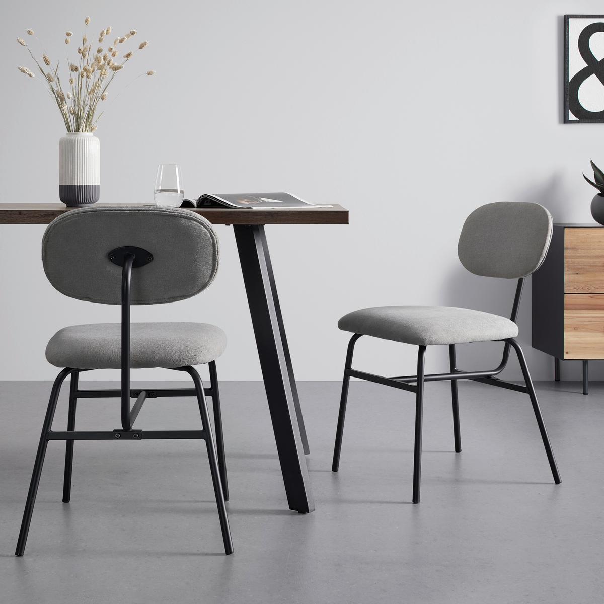 ZESTAW KRZESEŁ PINO - jasnoszary/czarny, Modern, metal/tkanina (46/80/55cm) - Bessagi Home