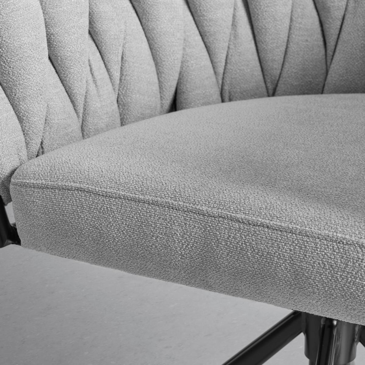 chaise accoudoirs in Hellgrau - gris clair/noir, Modern, métal/textile (64/80/55cm) - Premium Living