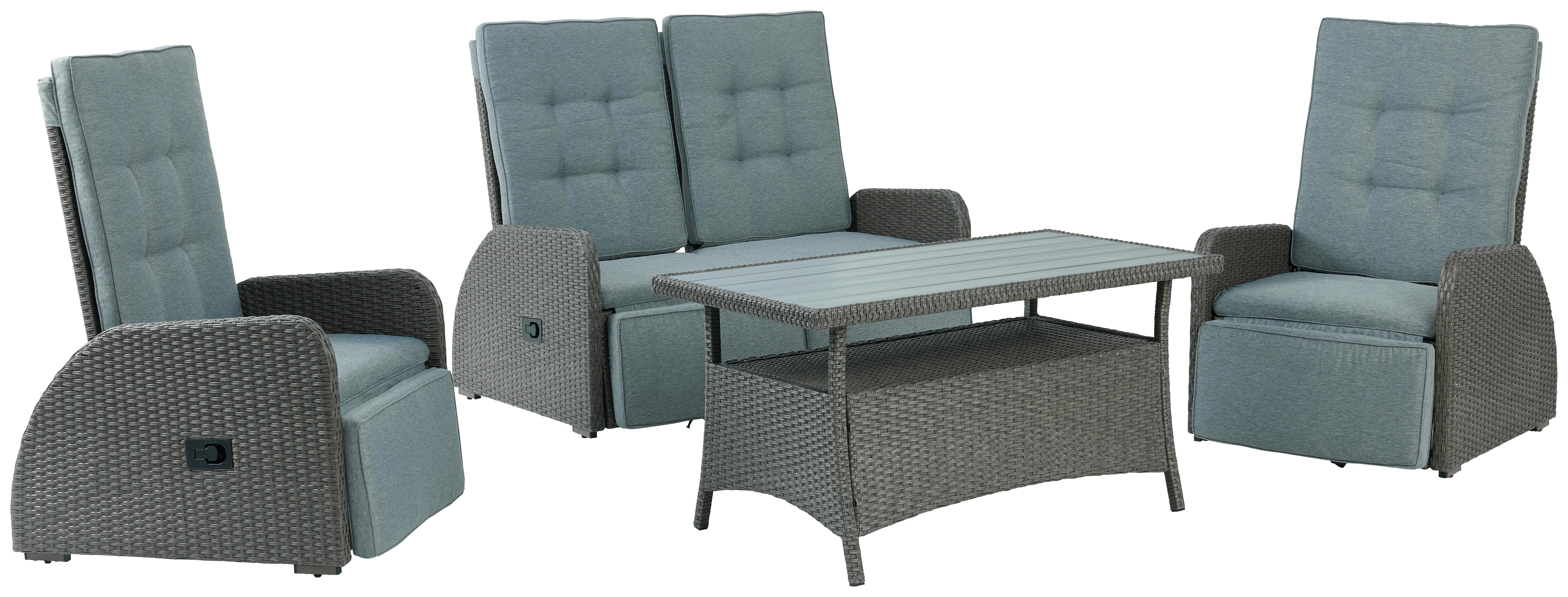 Lounge Garnitura Santander, Siva, 4-Delni Set - siva, Moderno, kovina/umetna masa - Beldano