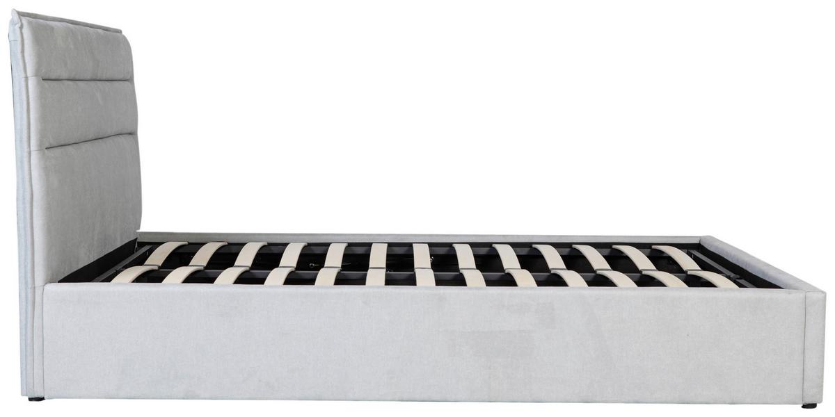 Polsterbett Sienna Hellgrau ca. 140x200cm - Hellgrau/Schwarz, LIFESTYLE, Holz/Kunststoff (140/200cm) - Based