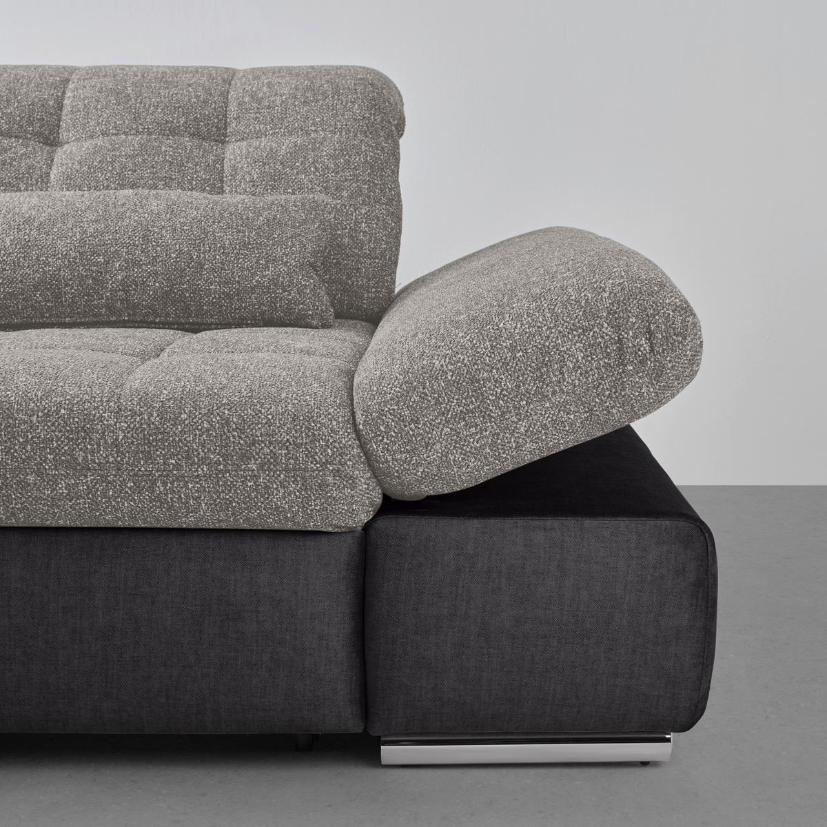 Wohnlandschaft Sanfino Silberfarben/Dunkelgrau - Chromfarben/Dunkelgrau, KONVENTIONELL, Holz/Textil (199/79-96/305cm) - Premium Living