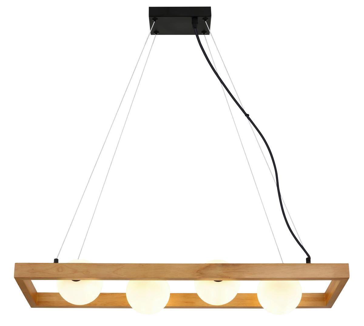 HÄNGELEUCHTE 32010446 NANDA - Weiss/Schwarz, Natur, Glas/Holz (84/24/150cm) - Globo