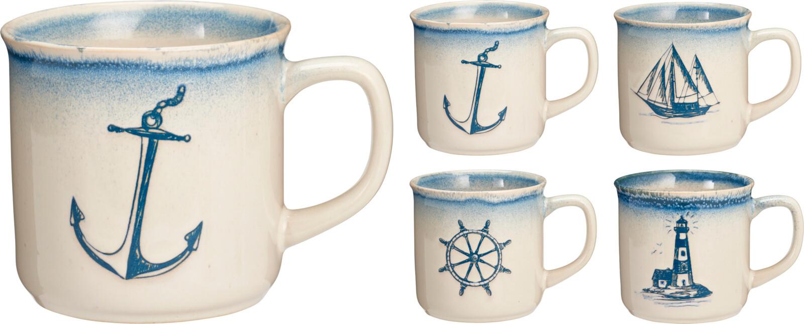 Kávésbögre Sea - kék/fehér, Trend, kerámia (7,5/8cm)